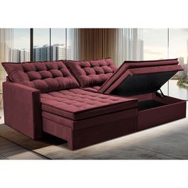 Sofá Sem Caixa Retrátil Baú 2,00m Sofá inBox Silence Velupluma Vinho