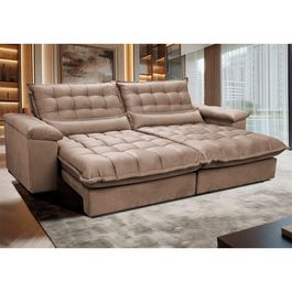 Sofá Retrátil e Reclinável 2,92m com Molas Ensacadas Sofá inBox King Tecido Velupluma Castor