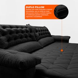 Sofá Retrátil e Reclinável 2,32m Molas Ensacadas Tronnus Espuma Viscoelástico Preto