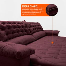 Sofá Retrátil e Reclinável 2,52m Molas Ensacadas Tronnus Espuma Viscoelástico Vinho