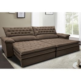 Sofá Retrátil e Reclinável 2,32m Molas Ensacadas Tronnus Espuma Viscoelástico Castor