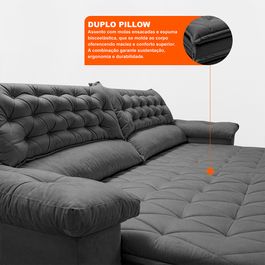 Sofá Retrátil e Reclinável 2,32m Molas Ensacadas Tronnus Espuma Viscoelástico Cinza