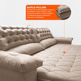 Sofá Retrátil e Reclinável 2,72m Molas Ensacadas Tronnus Espuma Viscoelástico Bege