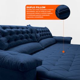 Sofá Retrátil e Reclinável 2,52m Molas Ensacadas Tronnus Espuma Viscoelástico Azul