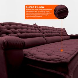 Sofá Retrátil e Reclinável 4,12m Molas Ensacadas Tronnus Espuma Viscoelástico Vinho