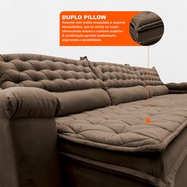 Sofá Retrátil e Reclinável 4,12m Molas Ensacadas Tronnus Espuma Viscoelástico Castor