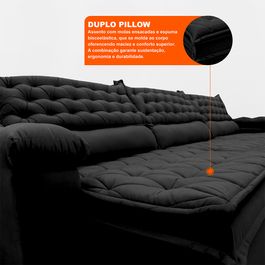 Sofá Retrátil e Reclinável 4,12m Molas Ensacadas Tronnus Espuma Viscoelástico Preto