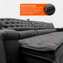 Sofá Retrátil e Reclinável 3,82m Molas Ensacadas Tronnus Espuma Viscoelástico Cinza