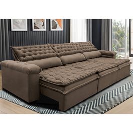 Sofá Retrátil e Reclinável 3,82m Molas Ensacadas Tronnus Espuma Viscoelástico Castor