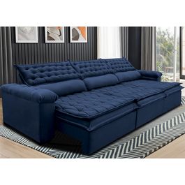 Sofá Retrátil e Reclinável 4,12m Molas Ensacadas Tronnus Espuma Viscoelástico Azul