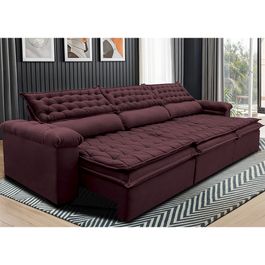 Sofá Retrátil e Reclinável 3,82m Molas Ensacadas Tronnus Espuma Viscoelástico Vinho