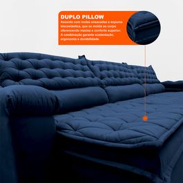 Sofá Retrátil e Reclinável 3,52m Molas Ensacadas Tronnus Espuma Viscoelástico Azul