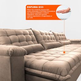 Sofá Retrátil e Reclinável 3,52m com Molas Ensacadas Sofá inBox King Tecido Velupluma Bege