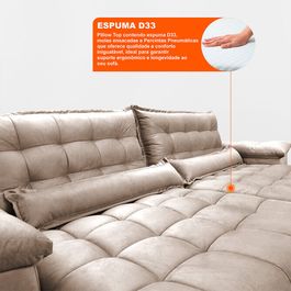 Sofá Retrátil e Reclinável 3,12m com Molas Ensacadas Sofá inBox King Tecido Velupluma Bege