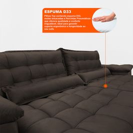 Sofá Retrátil e Reclinável 3,12m com Molas Ensacadas Sofá inBox King Tecido Velupluma Café